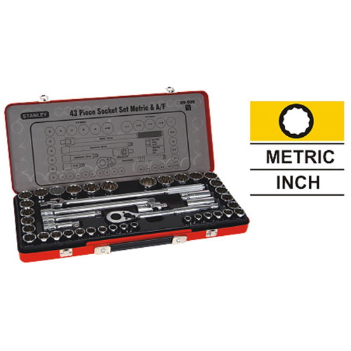 43PC 1/2 Drive 12 Point Socket Set